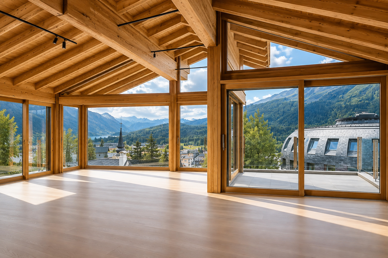 Private terrace with panoramic mountain views — St. Moritz Dorf