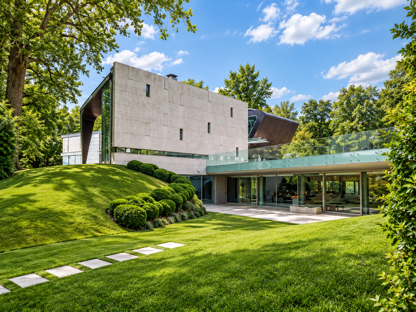 Exceptional Waterfront Architectural Estate Genthod Lake Geneva — SAOTA contemporary residence surrounded by mature landscaped grounds