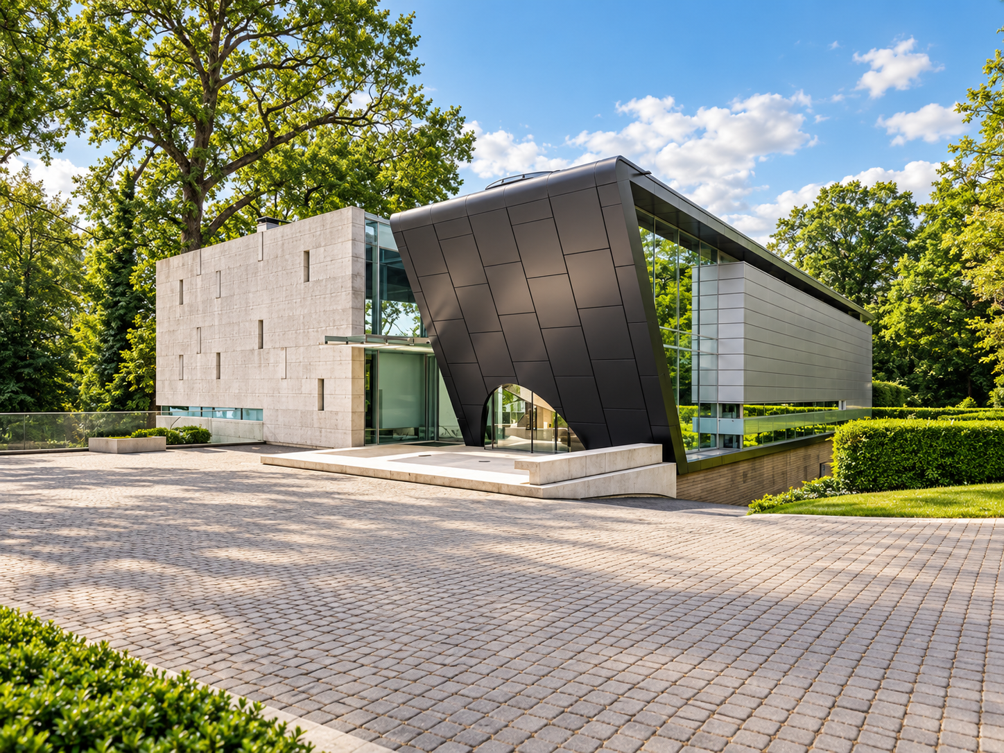 Exceptional Waterfront Architectural Estate Genthod Lake Geneva — SAOTA-designed contemporary facade with geometric composition and private grounds