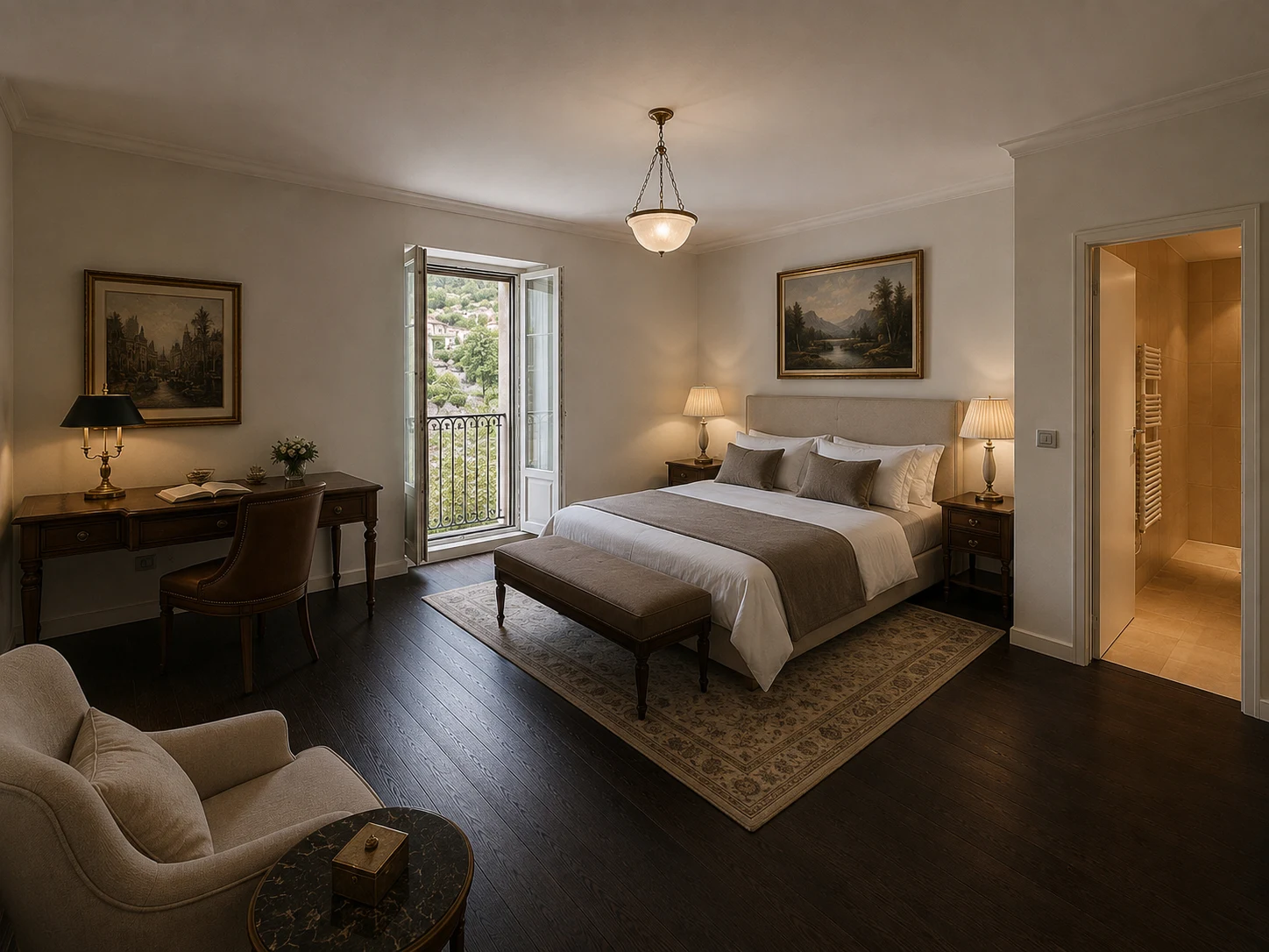 Guest bedroom suite at Le National de Montreux