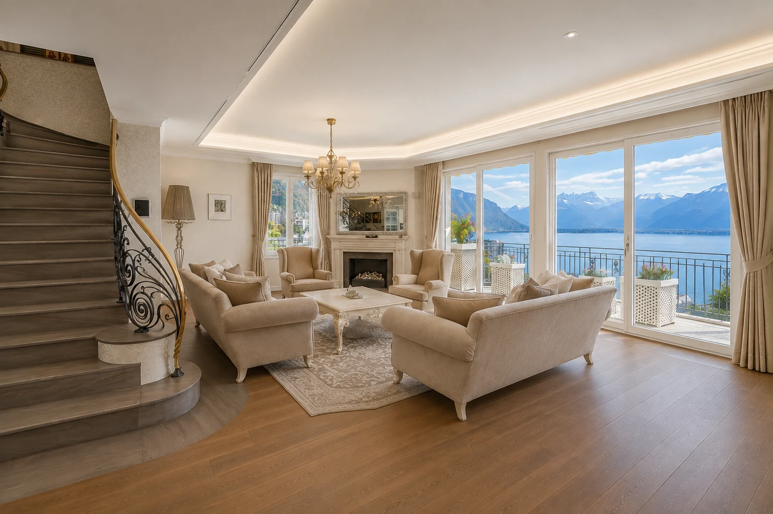 Séjour élégant avec vue panoramique sur le lac Léman dans un penthouse exceptionnel à Montreux